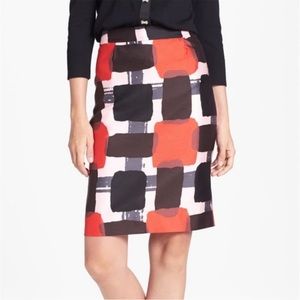 Kate Spade Jordan Abstract Red Pink Black Grey Pencil Skirt 2